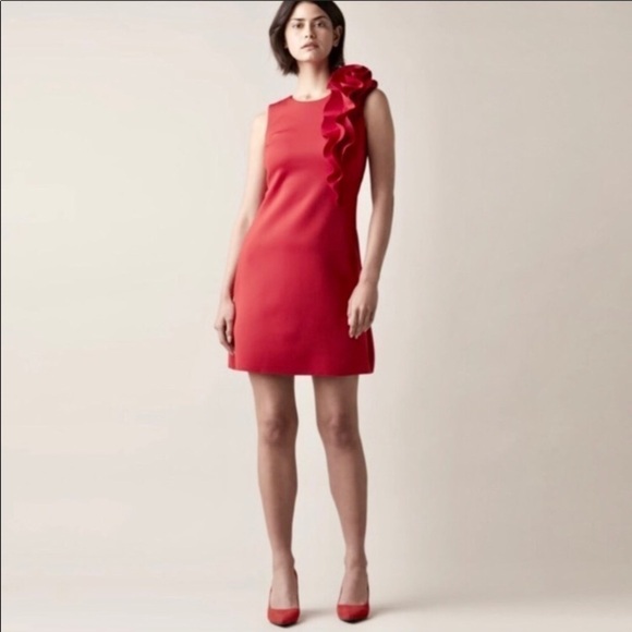 Jason Wu Red Ruffle Sleeveless Dress - Picture 1 of 13